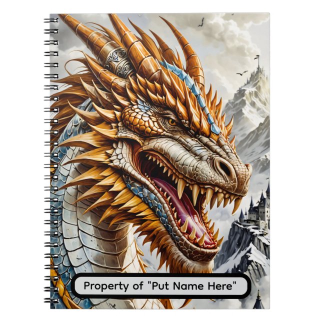 Carnet Dragon réaliste d'or (Devant)