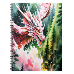 Carnet Dragon respirant le feu vibrante écailles roses