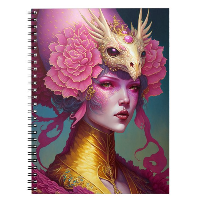 Carnet Dragon rose Crâne Femme Imaginaire Art (Devant)