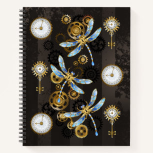 Carnet Dragonflies de Steampunk sur arrière - plan rayé b
