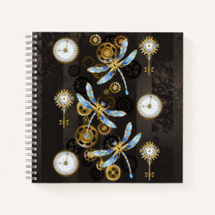 Carnet Dragonflies de Steampunk sur arrière - plan rayé b