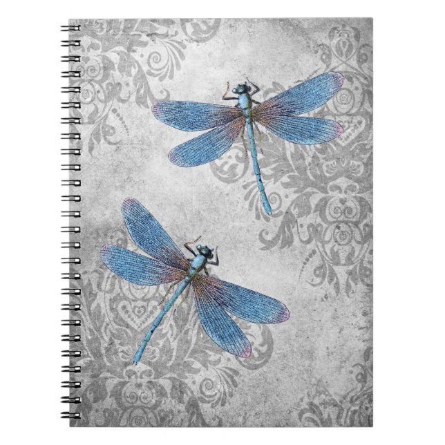 Carnet Dragonlies de Grunge Damask vintages (Devant)