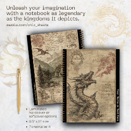 Carnet Dragons personnalisés et design médiéval 21,59 cm 