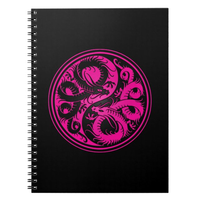 Carnet Dragons roses et noirs de Chinois de Yin Yang (Devant)