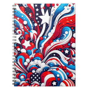 Carnet Drapeau américain Abstrait rouge, blanc et bleu