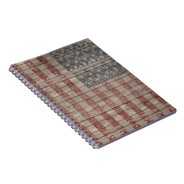 Carnet Drapeau américain branché Motif tribal aztèque (Côté Droit)
