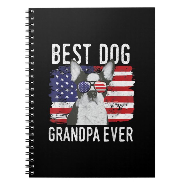 Carnet Drapeau américain Meilleur chien Grand-père Ever B (Devant)