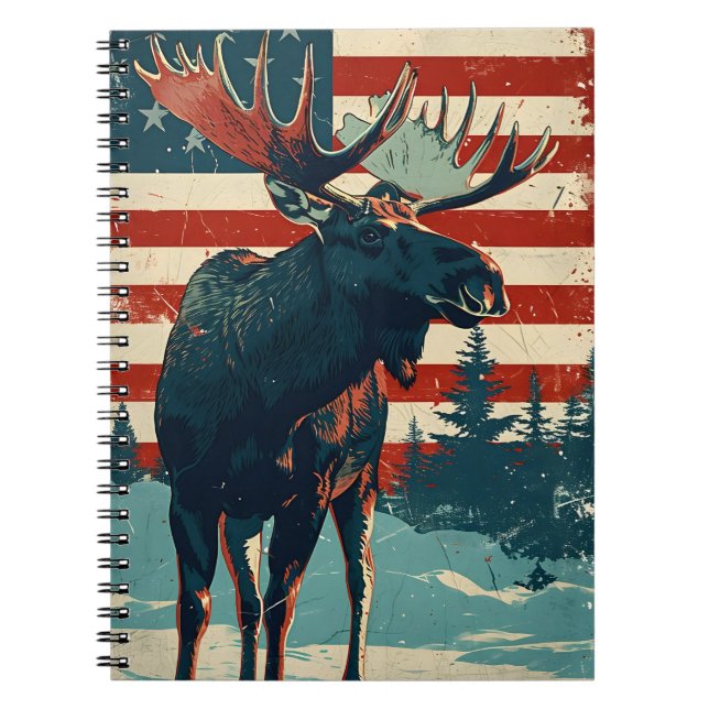 Carnet Drapeau américain Moose Vintage (Devant)