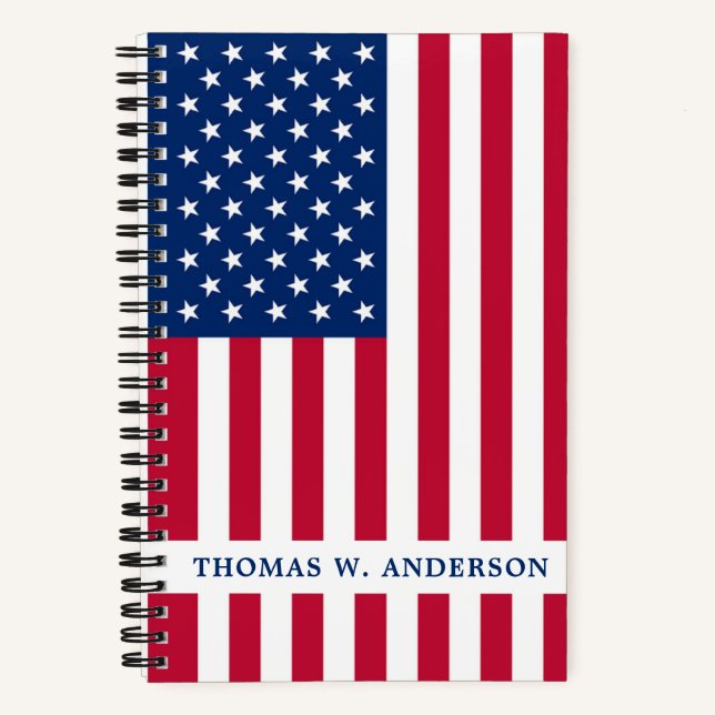 Carnet Drapeau américain Patriotique Rouge Blanc Bleu Nom (Recto)