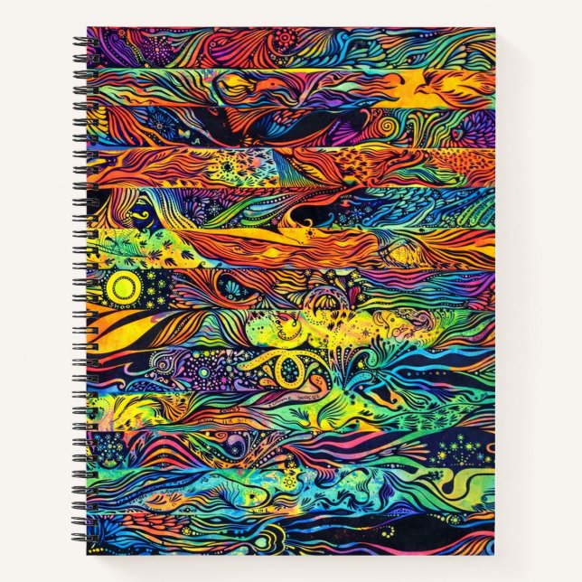 Carnet Drapeau américain rétro des années 60 Art psychédé (Devant)