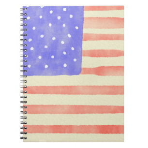 Carnet Drapeau américain rustique aquarelle
