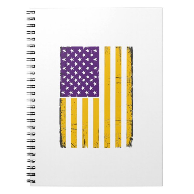 Carnet Drapeau américain violet et or en détresse Vecteur (Devant)