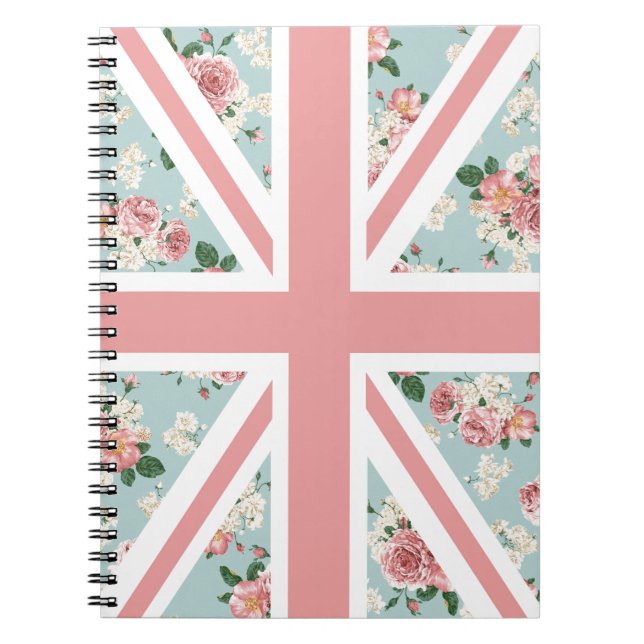 Carnet Drapeau anglais d'Union Jack de roses (Devant)