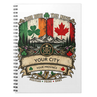 Carnet Drapeau irlandais canadien personnalisé Ville Prov