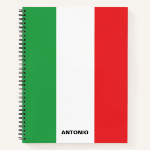 Carnet Drapeau italien simple en gras personnalisé
