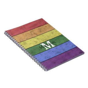 Carnet Drapeau LGBT vintage de fierté à motif de monogram