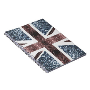 Carnet Drapeau rustique UK rouge bleu étincelants parties
