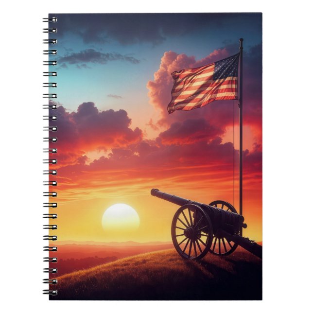 Carnet Drapeau vintage Cannon et américain (Devant)