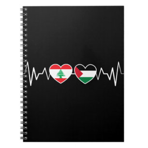 Carnet Drapeaux d'unité Liban Palestine Battement de coeu
