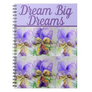 Carnet Dream Big Book Viola Purple Flower Aquarelle Art