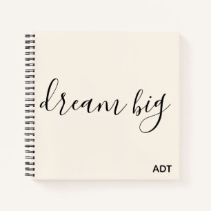 Carnet Dream Big Inspirational Quote Monogramme Noir Blan