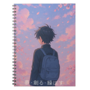 Carnet Dream Create Repeat - Anime esthétique avec cerise