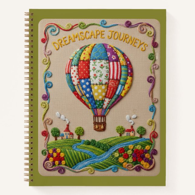 Carnet Dreamscape Journeys Embroidered Hot Air Balloon (Devant)