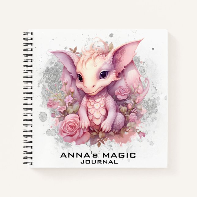 Carnet *~* Droit Rose Attraction Bébé mignon Dragon AP85 (Devant)