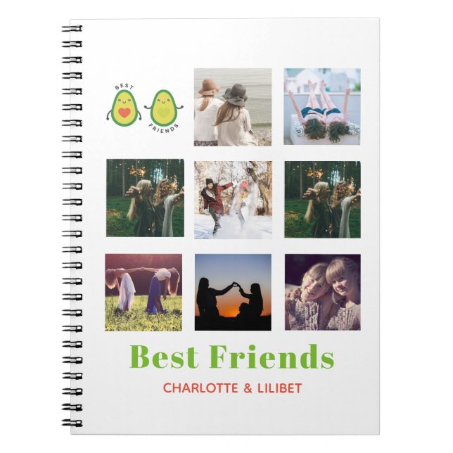 Carnet Drôle BFF PHOTO COLLAGE Cadeau personnalisé AVOCAD (Devant)