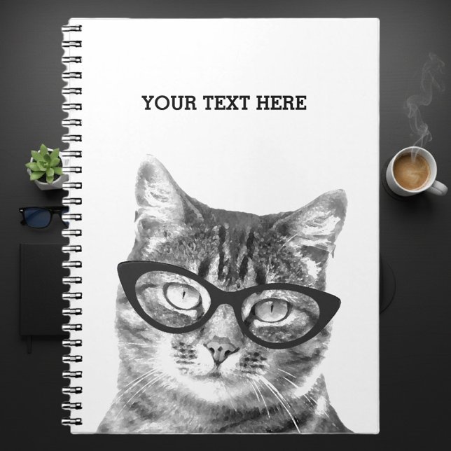 Carnet Drôle chat portant des lunettes photo design carne (cat notebook)