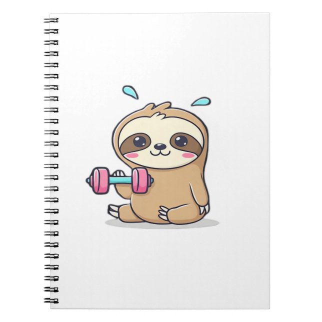 Carnet Drôle Chibi Sloth Workout Cute Kawaii Gym Cartoon (Devant)