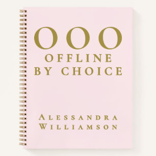 Carnet Drôle Coutume Pastel Rose Or OOO Minimaliste Chic