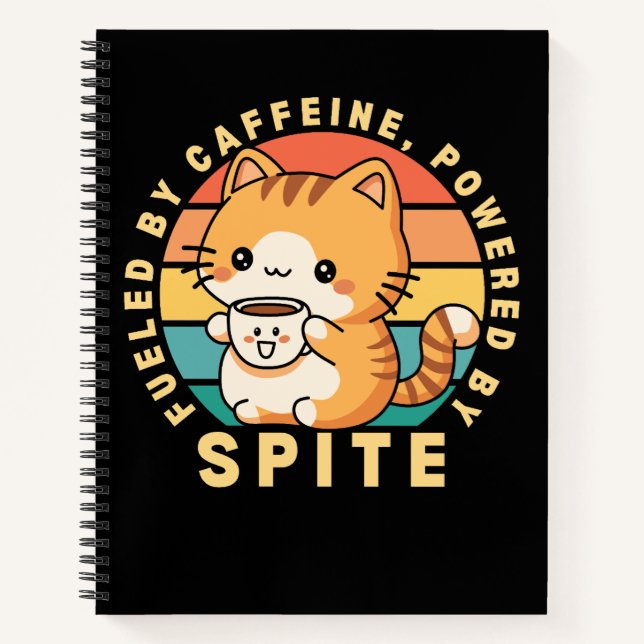 Carnet Drôle Cute Cat Animal Citation de café Retro Sunse (Devant)