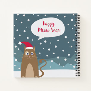 Carnet Drôle dessin animé chat noël santa claus casquette