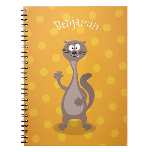 Carnet Drôle dessin animé de belette disant bonjour (Devant)
