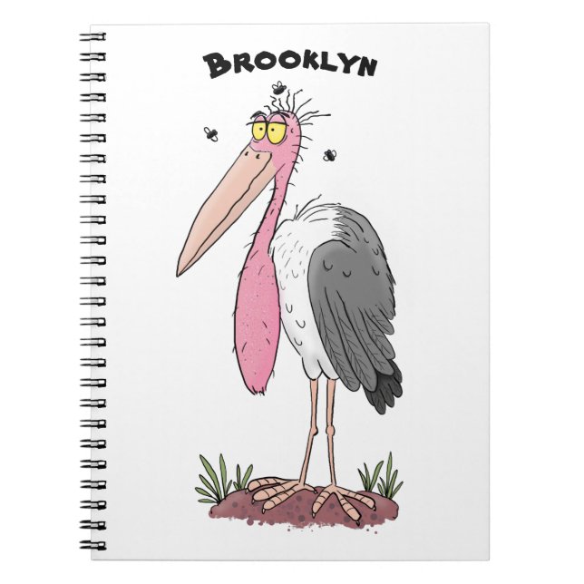 Carnet Drôle dessin animé de cigogne en marabou (Devant)
