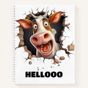 Carnet Drôle dessin animé de vache folle animal de ferme 
