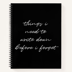Carnet Drôle moderne noir minimaliste script à faire List