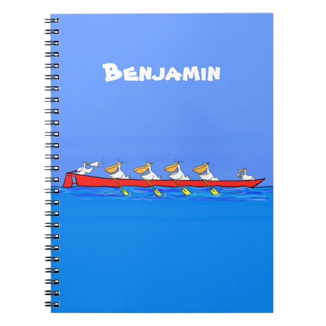 Carnet Drôle pélicans rameurs dessin animé (Devant)