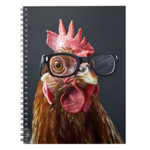 Carnet Drôle poulet portant des lunettes