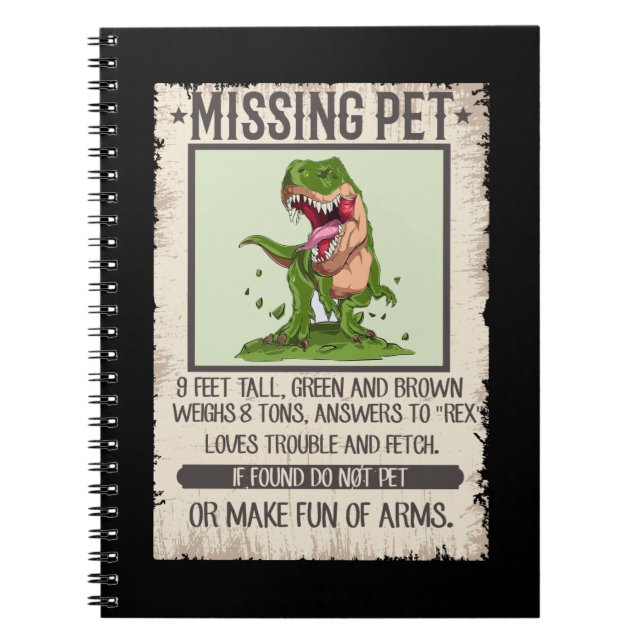 Carnet Drôle T-Rex Dino Pet Dinosaur Plaisanter (Devant)