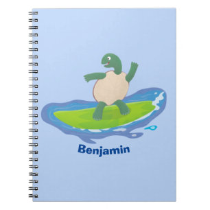 Carnet Drôle tortue vague de surf dessin animé