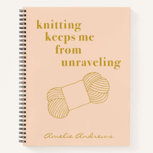 Carnet Drôle Tricot Citation Blush Gold Personnalisé