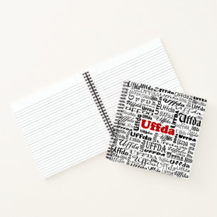 Carnet Drôle Uffda Expression norvégienne Texte noir et r