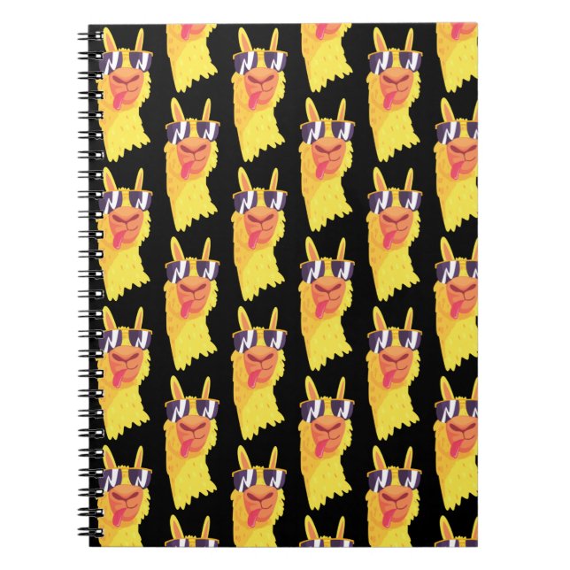 Carnet Drôle Visage Llama avec Motif de lunettes (Devant)