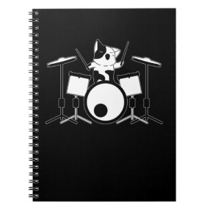 Carnet Drummer Cat Drumset Animaux de compagnie Drum Musi
