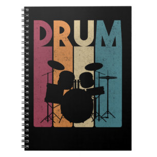 Carnet Drummer Vintage Rock Music Retro