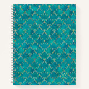 Carnet du journal de sirène turquoise Blue & Gold