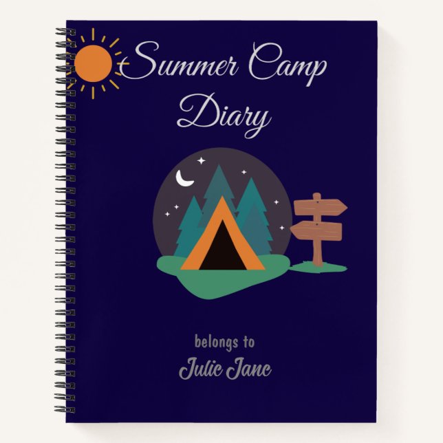 Carnet du journal des camps d'été personnalisé (Devant)