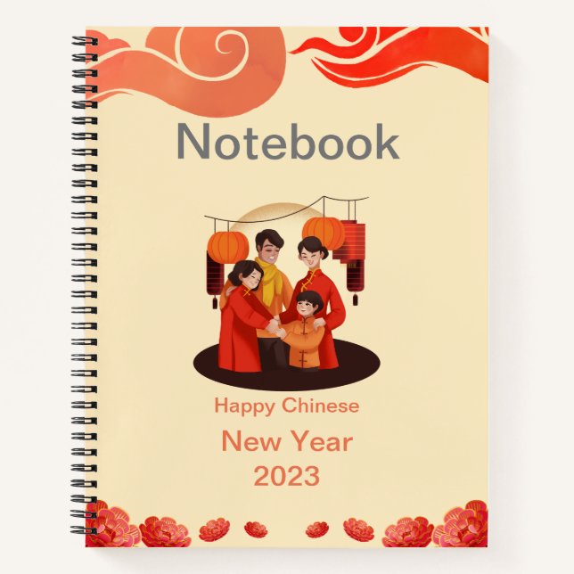 Carnet du Nouvel An chinois rouge et beige (Devant)